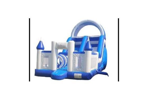 Château Gonflable Toboggan Bleu